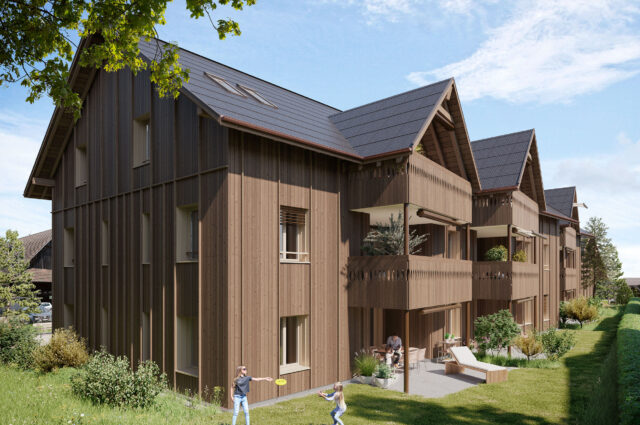 Visualisierung Eigentumswohnungen und Einfamilienhaus Tannerhof in Birrhard AG, Aussen